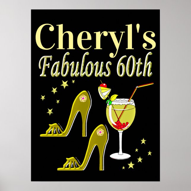 GLITZY GOLD 60TH BIRTHDAY PARTY POSTER (Front)