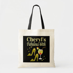 GLITZY GOLD 60TH BIRTHDAY PARTY TOTE BAG
