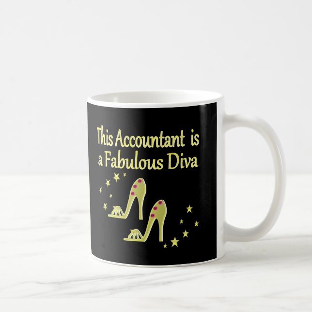 GLITZY GOLD ACCOUNTANT DIVA DESIGN COFFEE MUG (Right)