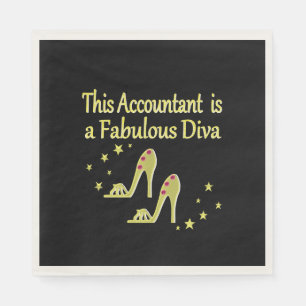 GLITZY GOLD ACCOUNTANT DIVA DESIGN NAPKIN