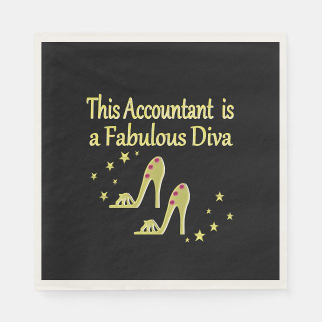 GLITZY GOLD ACCOUNTANT DIVA DESIGN NAPKIN (Front)