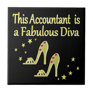 GLITZY GOLD ACCOUNTANT DIVA DESIGN TILE