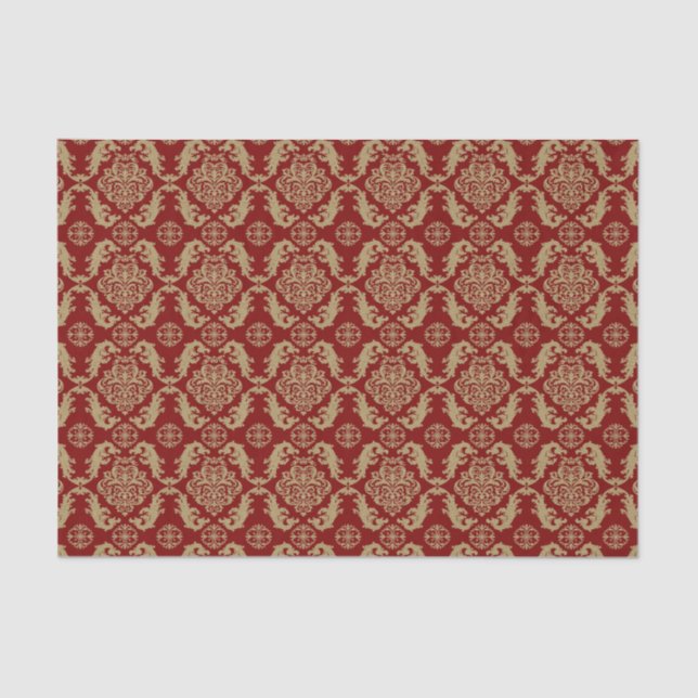 Glitzy gold and burgundy red holiday  tissue paper (Front)