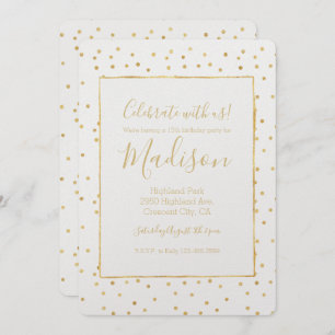 Glitzy Gold Confetti Birthday Invitation