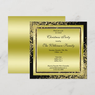 Glitzy Gold Confetti Decorations Christmas Invitation
