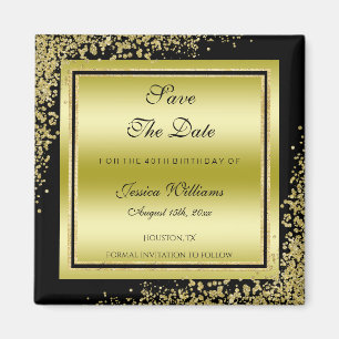 Glitzy Gold Confetti Decorations Save The Date Magnet