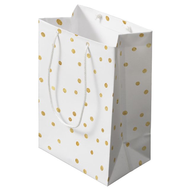 Glitzy Gold Confetti Medium Gift Bag (Front Angled)