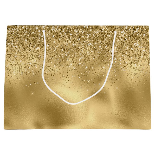 Glitzy Gold Glam Glitter Sparkle     Large Gift Bag (Front)