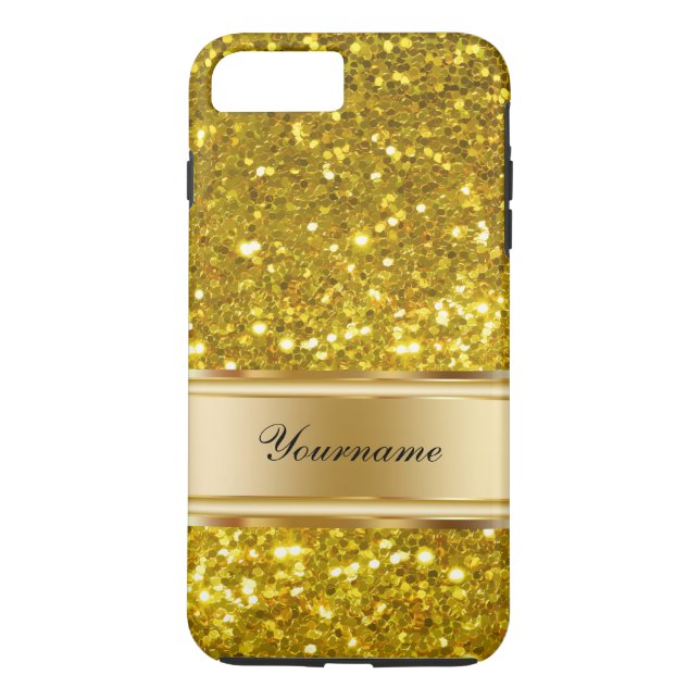 Glitzy Gold Glitter Monogram Case-Mate iPhone Case (Back)