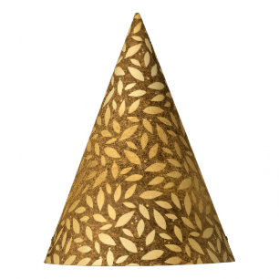 Glitzy Gold Leaves Faux Foil Pattern Party Hat