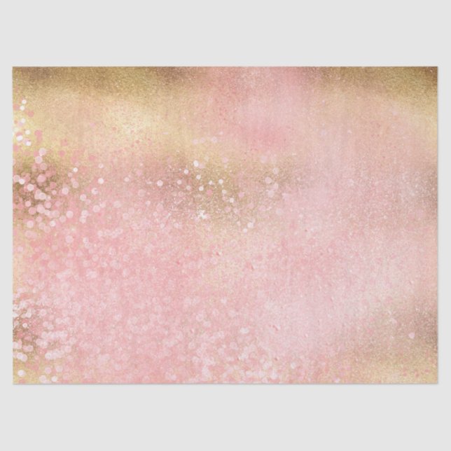Glitzy Gold Pink Confetti Glam Sparkle Tissue Paper (Front)