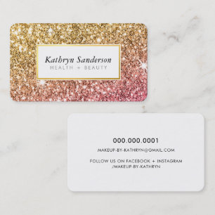 GLitzy gold pink glitter luxe glamour lashes Business Card
