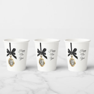 Glitzy Gold Silver New Year Midnight Hour   Paper Cups