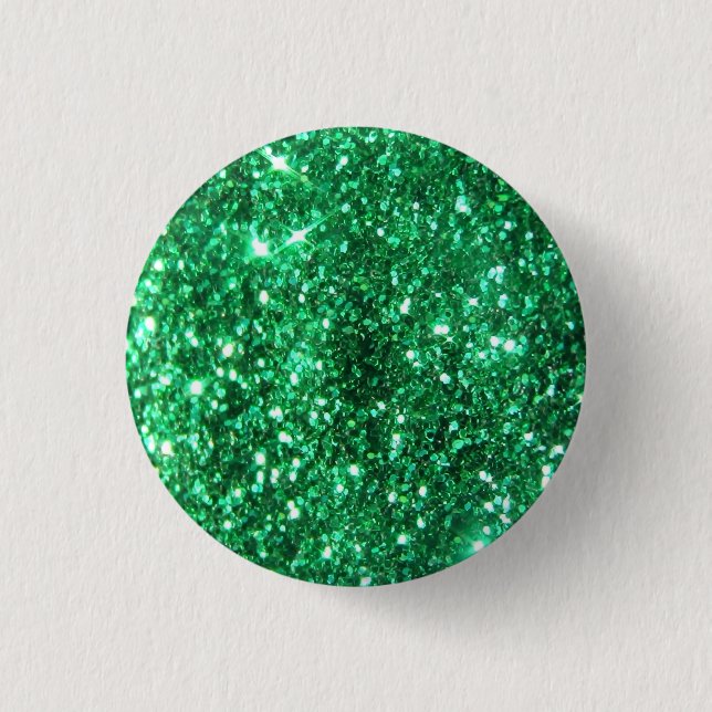 Glitzy Green Glitter 3 Cm Round Badge (Front)