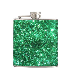 Glitzy Green Glitter Hip Flask
