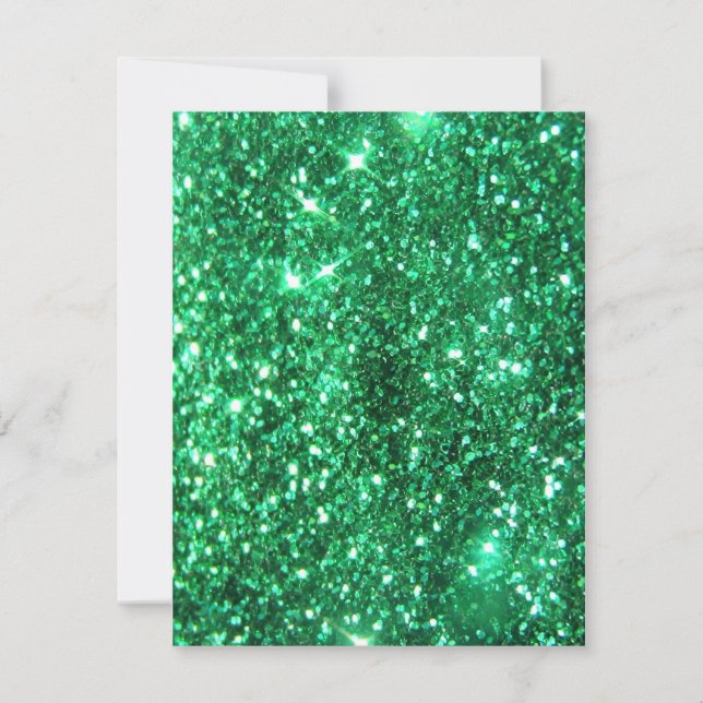 Glitzy Green Glitter Invitation (Front)