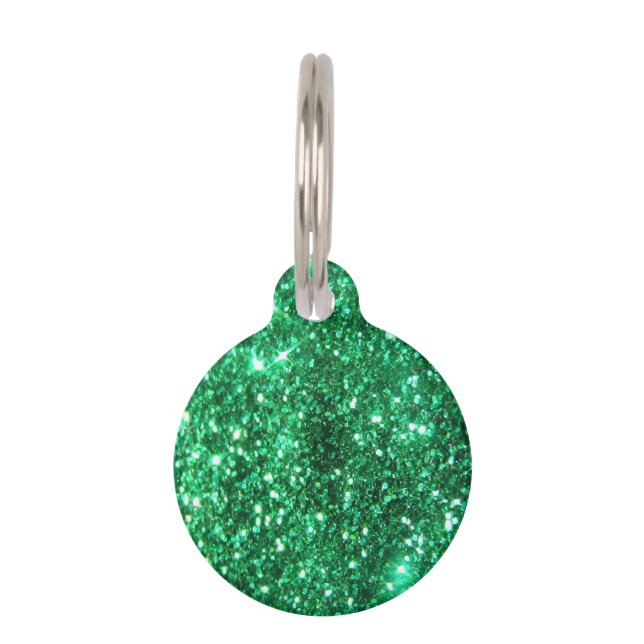 Glitzy Green Glitter Pet Tag (Front)