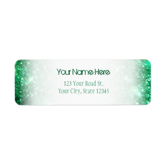 Glitzy Green Glitter Return Address Label