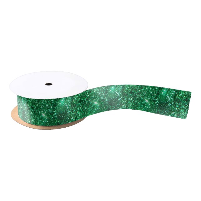 Glitzy Green Glitter Satin Ribbon (Spool)