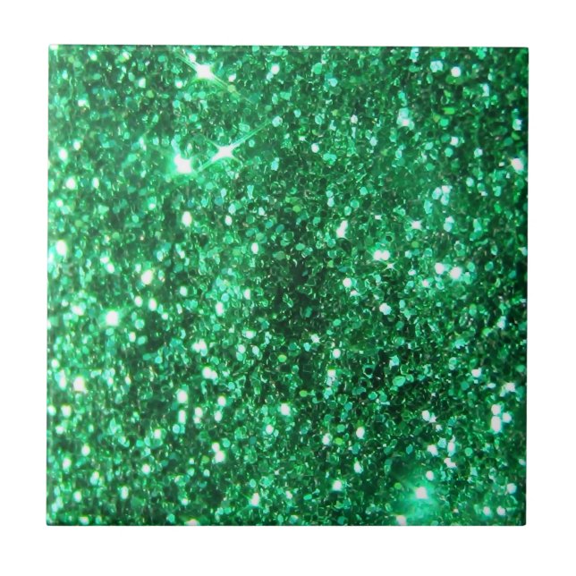 Glitzy Green Glitter Tile (Front)