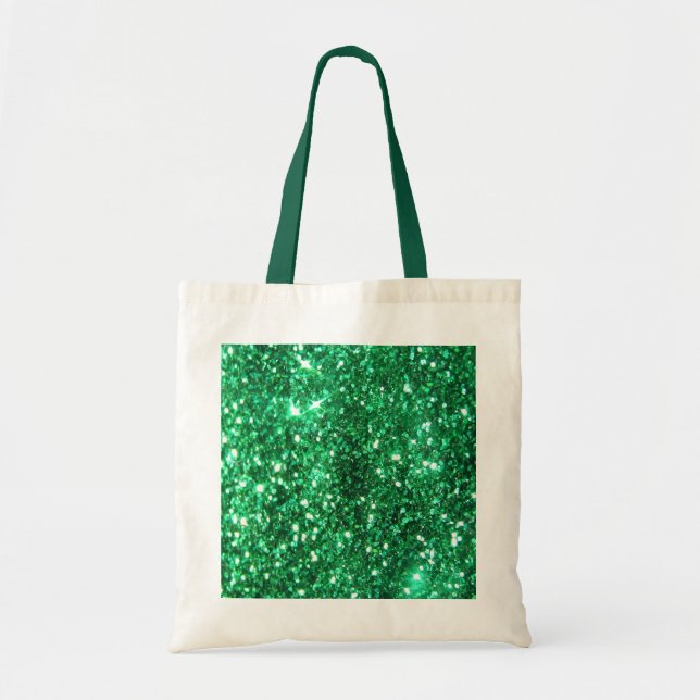 Glitzy Green Glitter Tote Bag (Front)