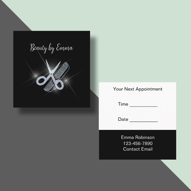 Glitzy Hairstylist Appointment Business Cards (Creator Uploaded)