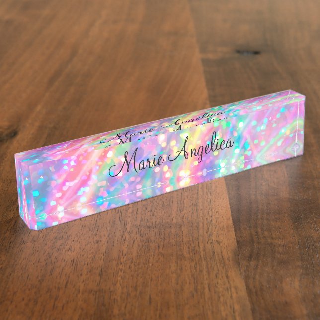 Glitzy Holographic  Nameplate (Side)