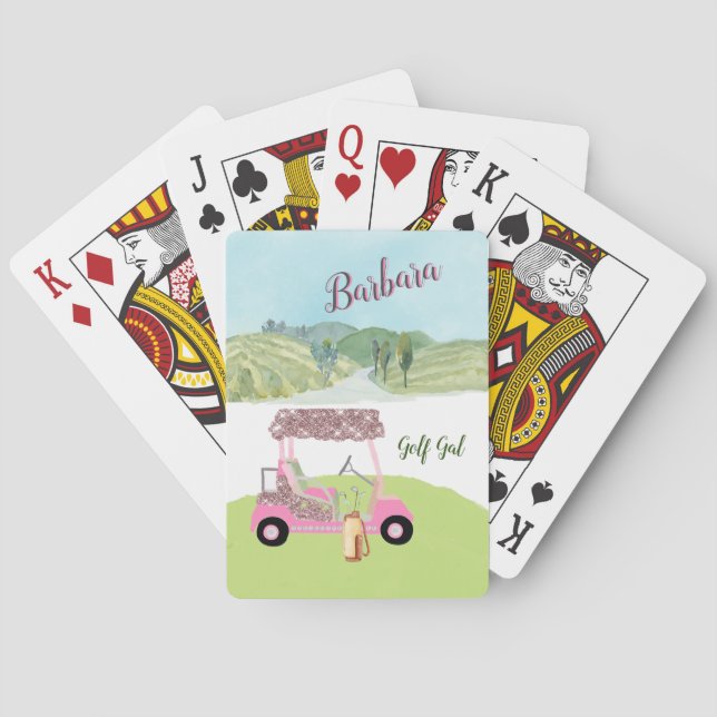 Glitzy Humour Golf Cart Scenic  Playing Cards (Back)