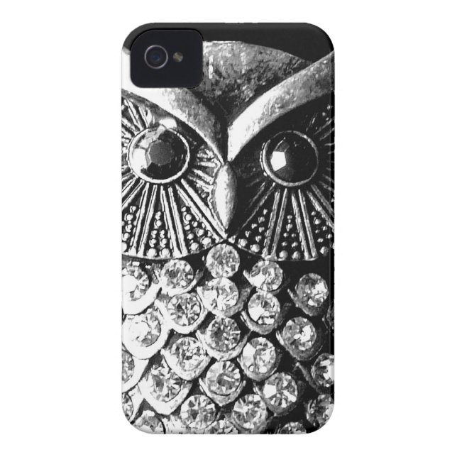 Glitzy Jewelled Metal Owl Case-Mate iPhone Case (Back)
