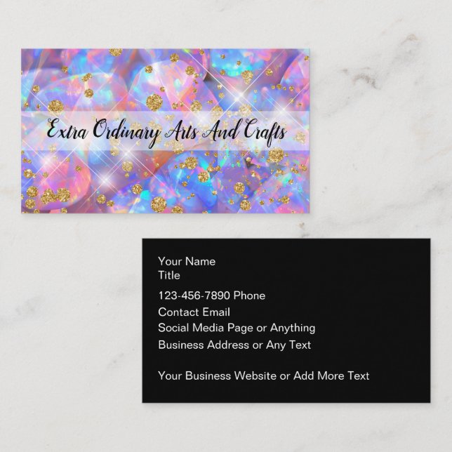 Glitzy Jewellery Business Cards Opal Background (Front/Back)
