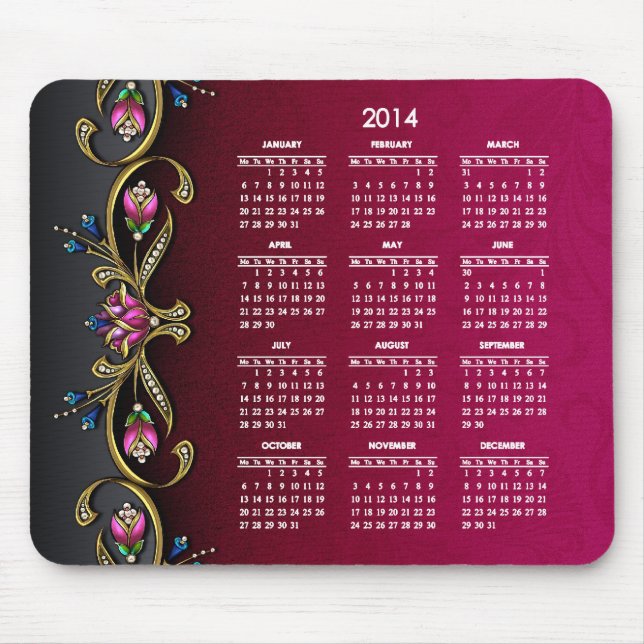 Glitzy Lady 2014 Calendar Mouse Mat (Front)