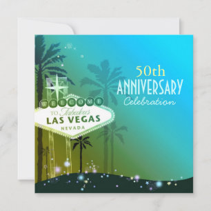 Glitzy Las Vegas 50th Wedding Anniversary Invitation
