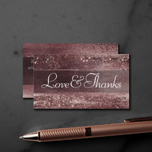 Glitzy Minimalism Cassis Purple Love and Thanks Enclosure Card