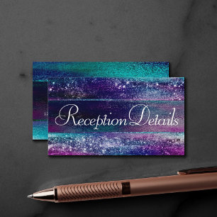 Glitzy Minimalism Holographic Ombre Reception Enclosure Card