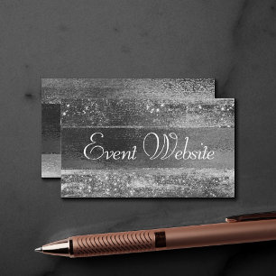 Glitzy Minimalism   Silver Wedding Details Website Enclosure Card