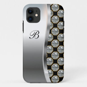 Glitzy Monogram Faux Rhinestones iPhone 11 Case