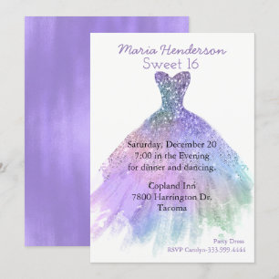 Glitzy Party Dress Sweet 16 Birthday Invitation