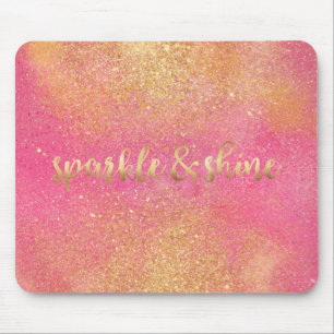 Glitzy Pink Gold Sparkle and Shine Mouse Mat