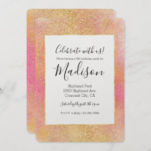 Glitzy Pink Gold Sparkle Invitation