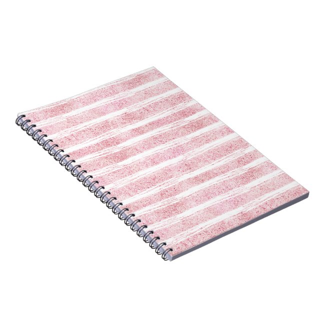 Glitzy Pink Stripes Notebook (Right Side)