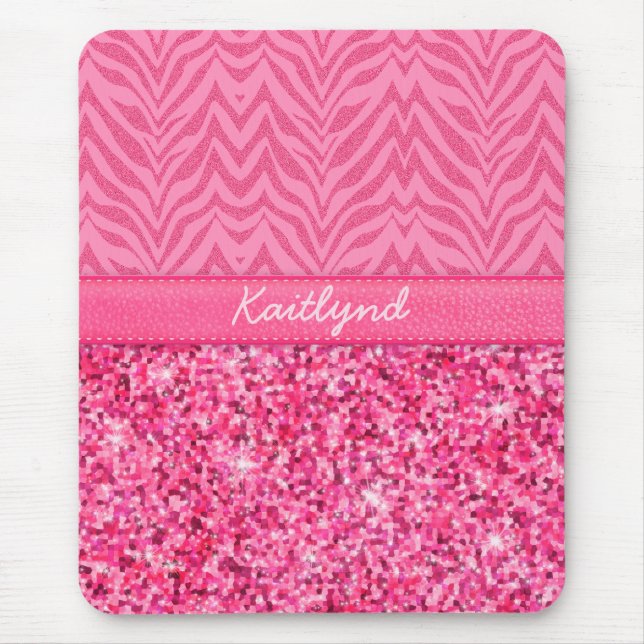Glitzy Pink Zebra Mouse Mat (Front)