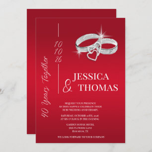 Glitzy Posh 40th Ruby Wedding Anniversary Invitation