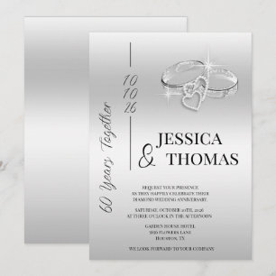 Glitzy Posh 60th Diamond Wedding Anniversary Invitation