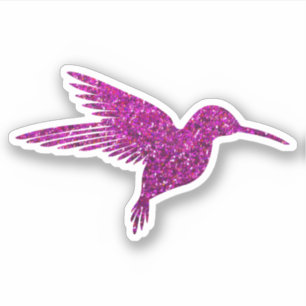 Glitzy Purple Hummingbird Glitter Decals