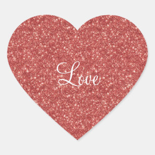 Glitzy Red Glitter Love Heart Sticker