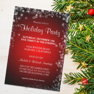 Glitzy Red Holiday Party Invitation