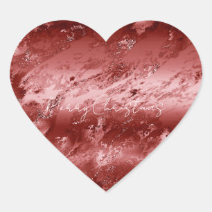 Glitzy Red Ombre Marble      Heart Sticker