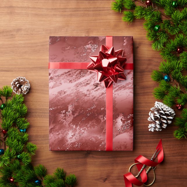 Glitzy Red Ombre Marble  Wrapping Paper (Holiday Gift)