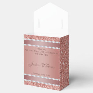Glitzy Rose Gold & Diamond Gem Birthday Party Favour Box