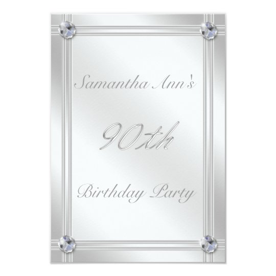 Glitzy Silver and Diamonds Look 90th Birthday Card